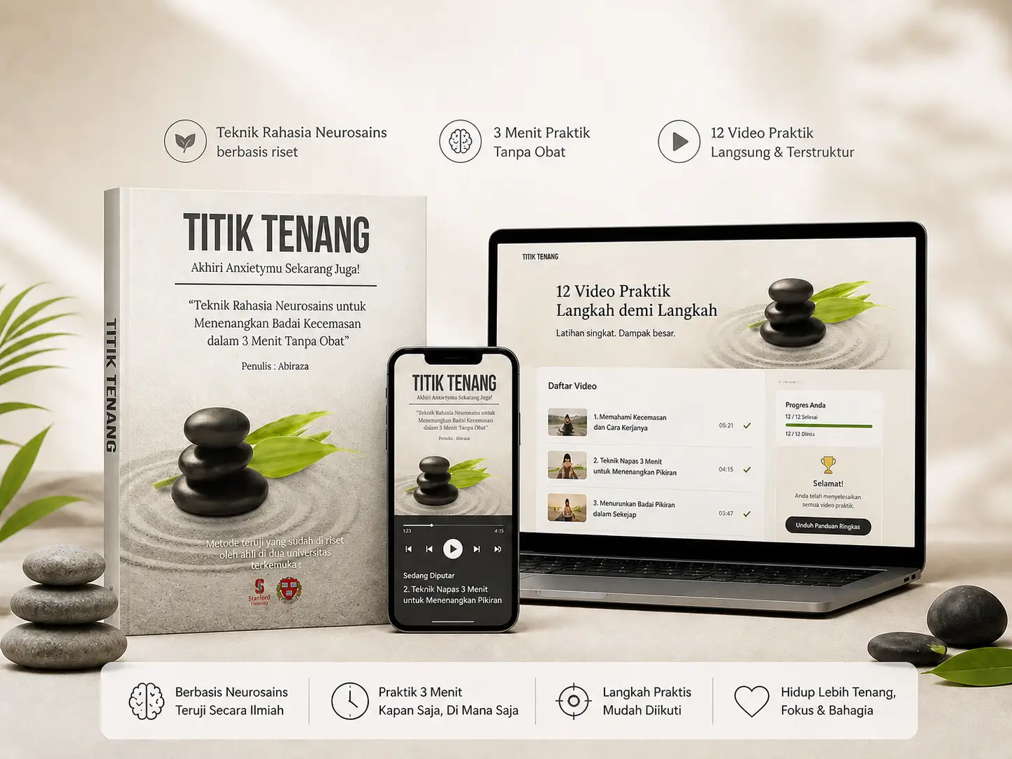 Produk Titik Tenang — ebook, video panduan, dan audio terapi